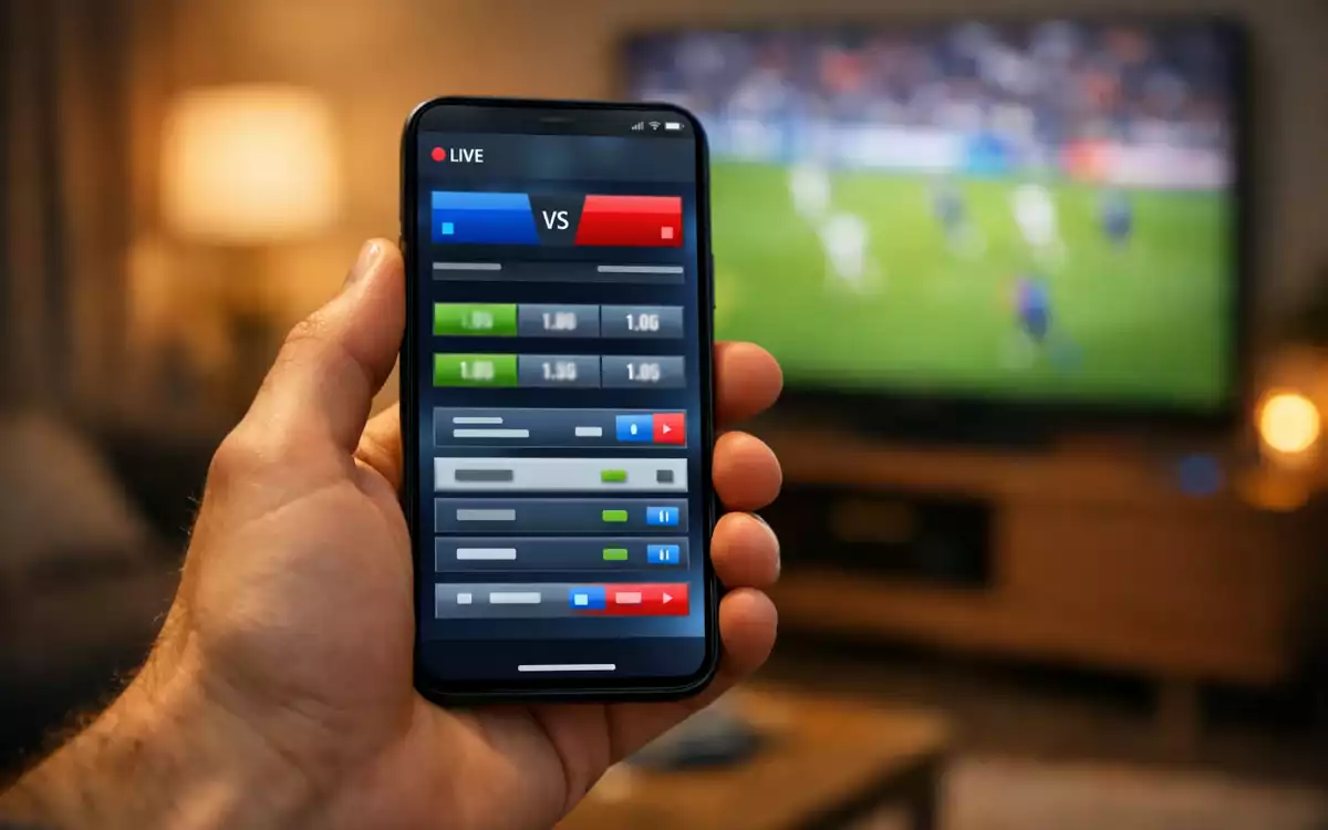 Mano sosteniendo smartphone con notificación de promoción deportiva