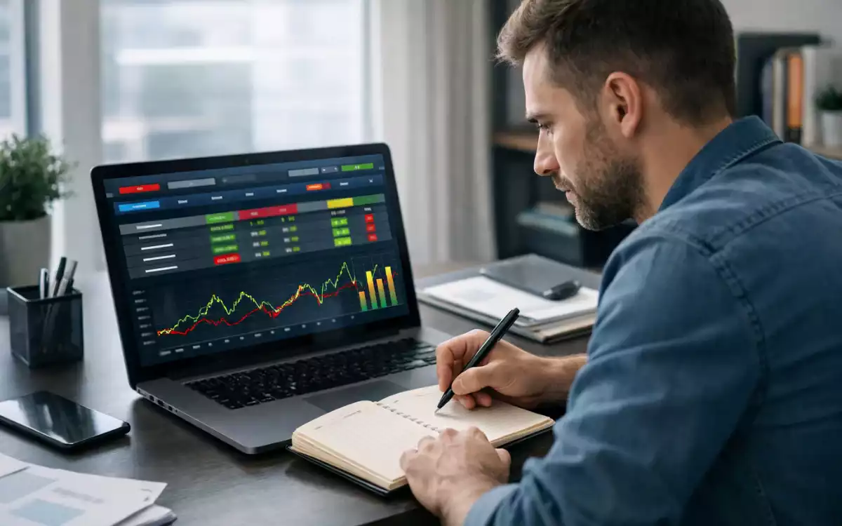 Persona tomando notas mientras analiza estadísticas deportivas